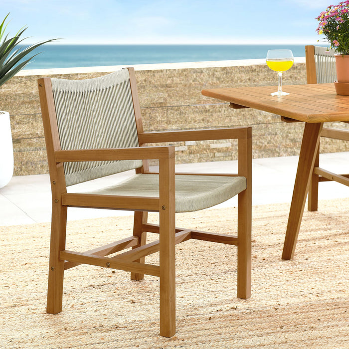Vienna Outdoor Patio Teak and Rope Dining Armchairs Set of 2 Natural Natural
