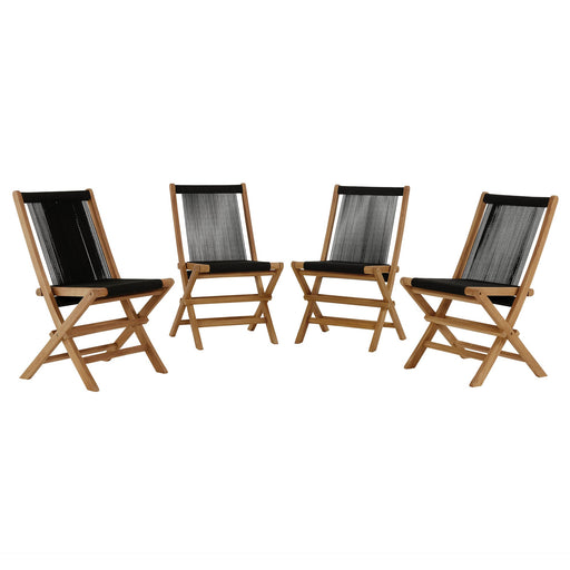 Modway Vienna Outdoor Patio Teak and Rope Folding Chairs Set of 4 Living Room Furniture - View 21