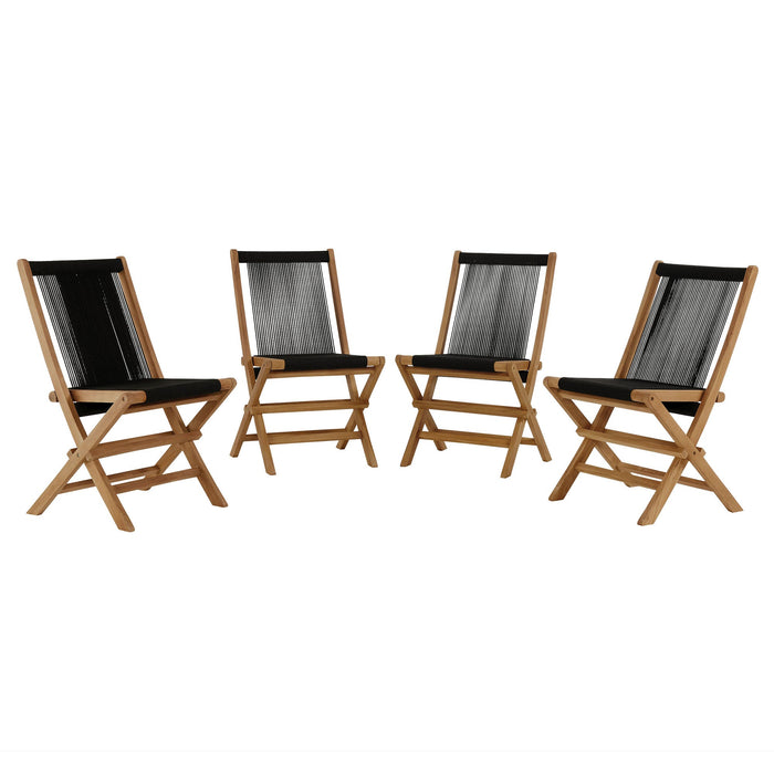 Vienna Outdoor Patio Teak and Rope Folding Chairs Set of 4