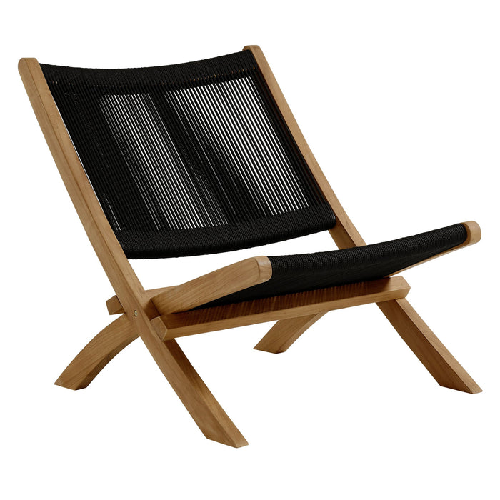 Vienna Outdoor Patio Teak and Rope Folding Accent Lounge Chair
