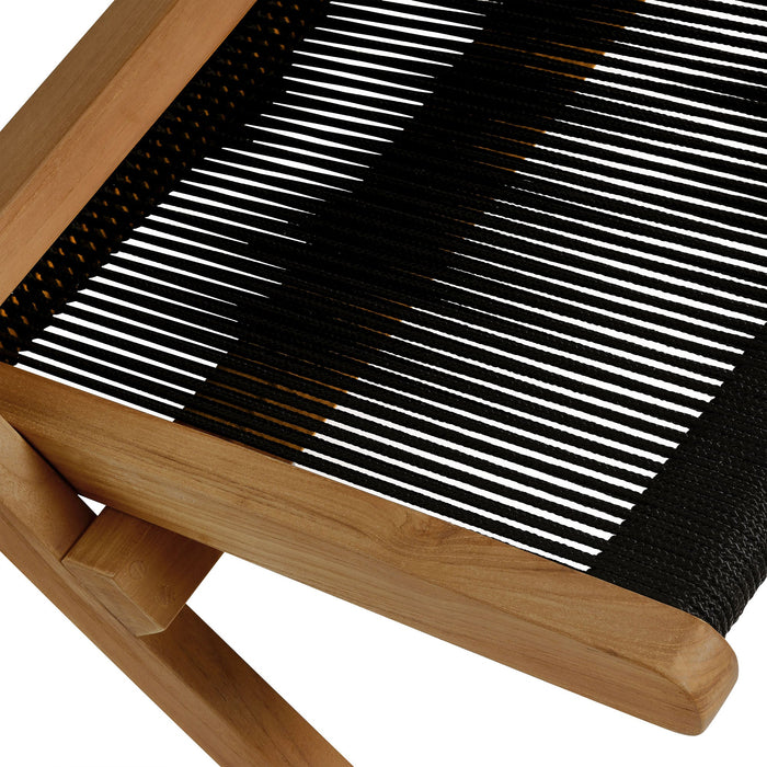 Vienna Outdoor Patio Teak and Rope Folding Accent Lounge Chair