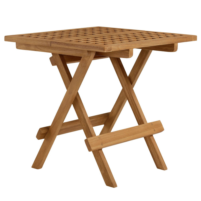 Vienna 3-Piece Outdoor Patio Teak and Rope Armchairs with Folding Side Table Natural Natural