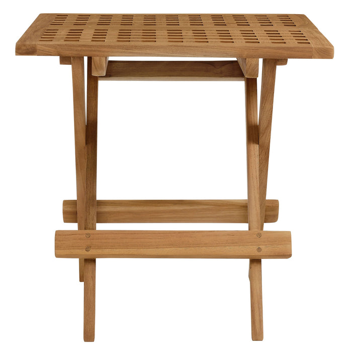 Vienna 3-Piece Outdoor Patio Teak and Rope Armchairs with Folding Side Table Natural Natural