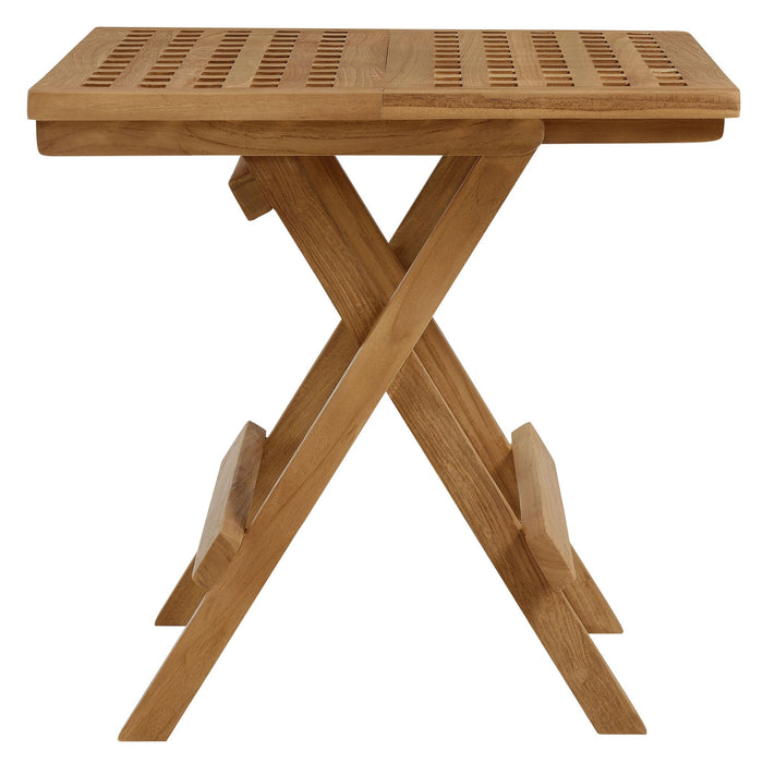 Vienna 3-Piece Outdoor Patio Teak and Rope Armchairs with Folding Side Table Natural Natural