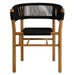 Vienna Outdoor Patio Teak and Rope Curved-Back Dining Armchairs Set of 2 Natural Black