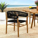 Vienna Outdoor Patio Teak and Rope Curved-Back Dining Armchairs Set of 2 Natural Black