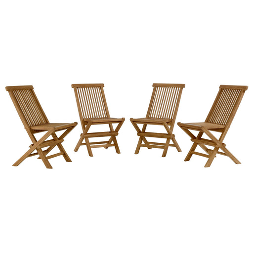 Vienna Outdoor Patio Teak Wood Folding Dining Chairs Set of 4 Natural