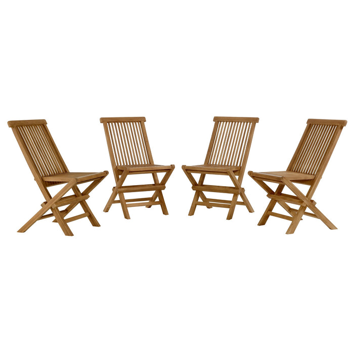 Vienna Outdoor Patio Teak Wood Folding Dining Chairs Set of 4 Natural