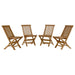 Vienna Outdoor Patio Teak Wood Folding Dining Chairs Set of 4 Natural
