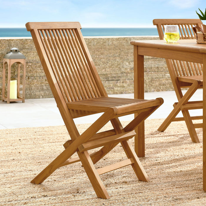 Vienna Outdoor Patio Teak Wood Folding Dining Chairs Set of 4 Natural