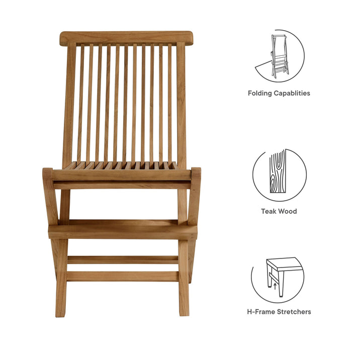 Vienna Outdoor Patio Teak Wood Folding Dining Chairs Set of 4 Natural
