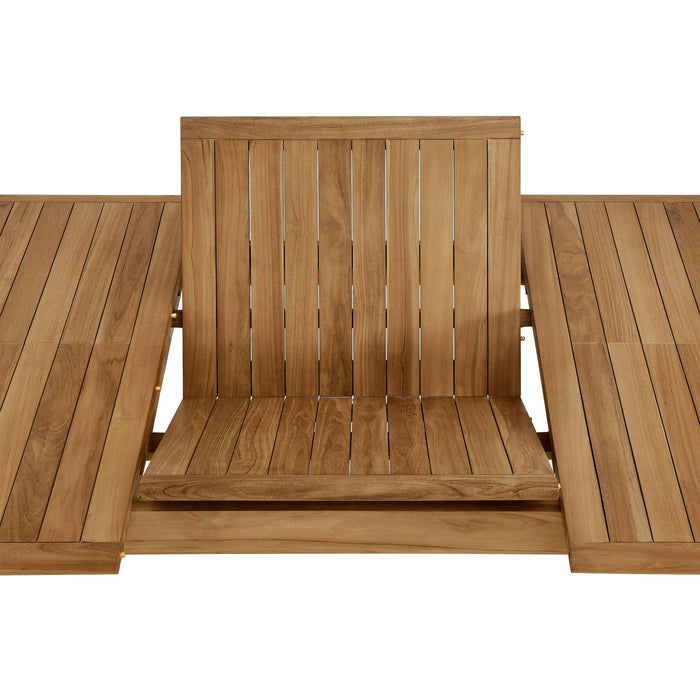 Vienna Outdoor Patio Teak Wood Extendable Dining Table Natural