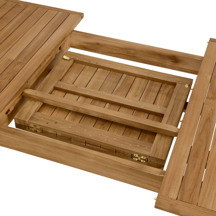 Vienna Outdoor Patio Teak Wood Extendable Dining Table Natural
