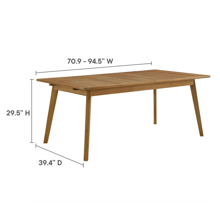 Vienna Outdoor Patio Teak Wood Extendable Dining Table Natural