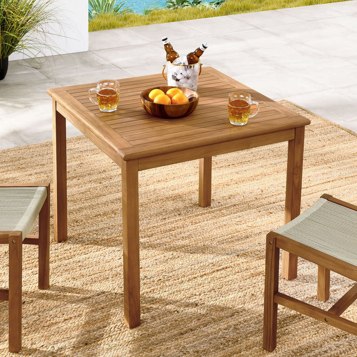Vienna 34" Square Outdoor Patio Teak Wood Dining Table Natural