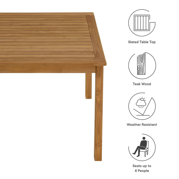 Vienna 34" Square Outdoor Patio Teak Wood Dining Table Natural