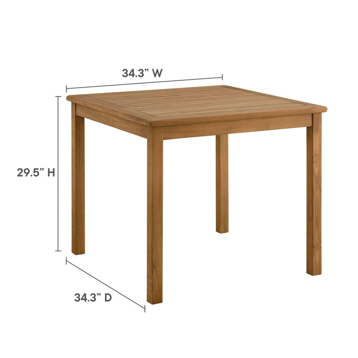 Vienna 34" Square Outdoor Patio Teak Wood Dining Table Natural