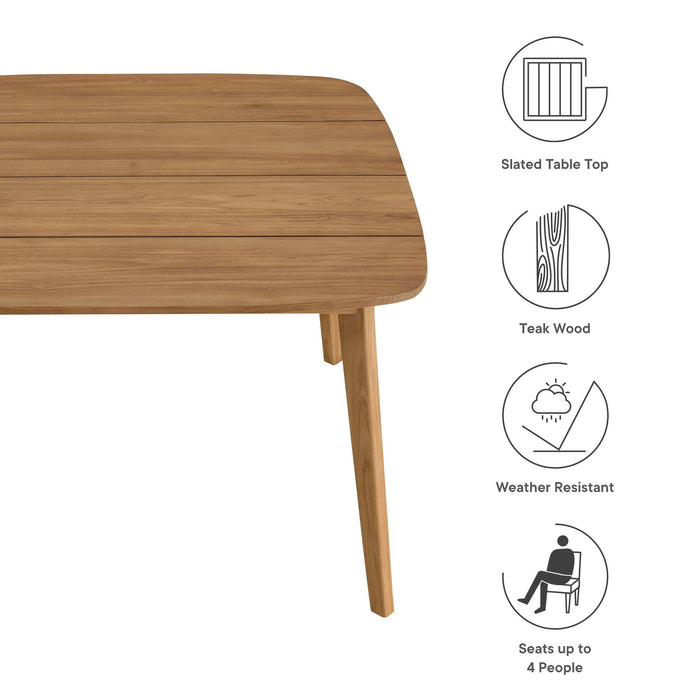Vienna 46" Square Outdoor Patio Teak Wood Dining Table Natural