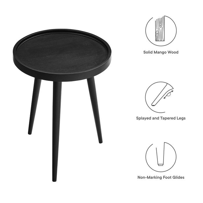 Modway Chiro Round Wood Side Table Living Room Furniture in Black - Side View