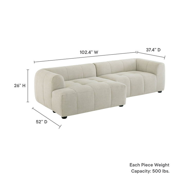 Liana  Left-Facing Upholstered Fabric Modular Sofa with Chaise - in lifestyle setting