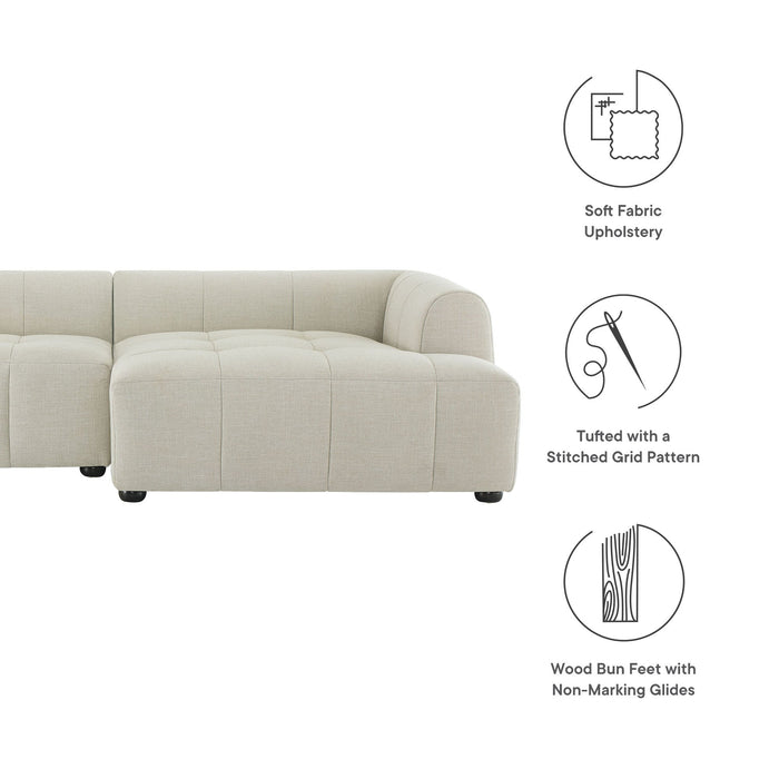 Liana  Right-Facing Upholstered Fabric Modular Sofa with Chaise - detail close-up