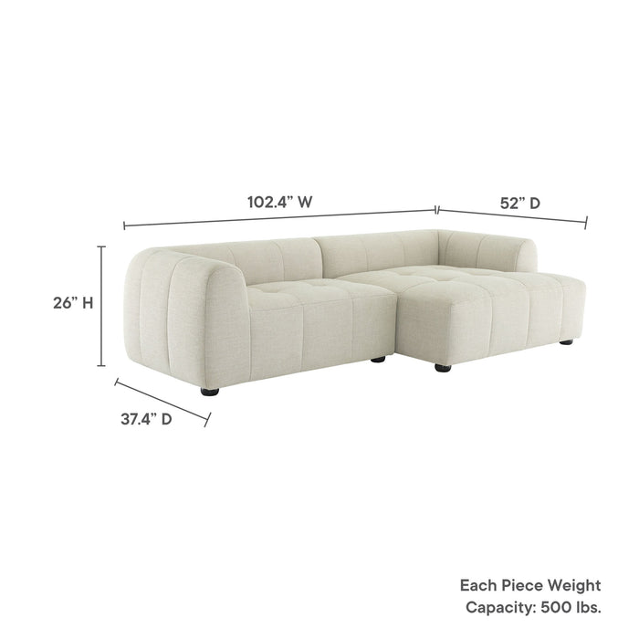 Liana  Right-Facing Upholstered Fabric Modular Sofa with Chaise - in lifestyle setting