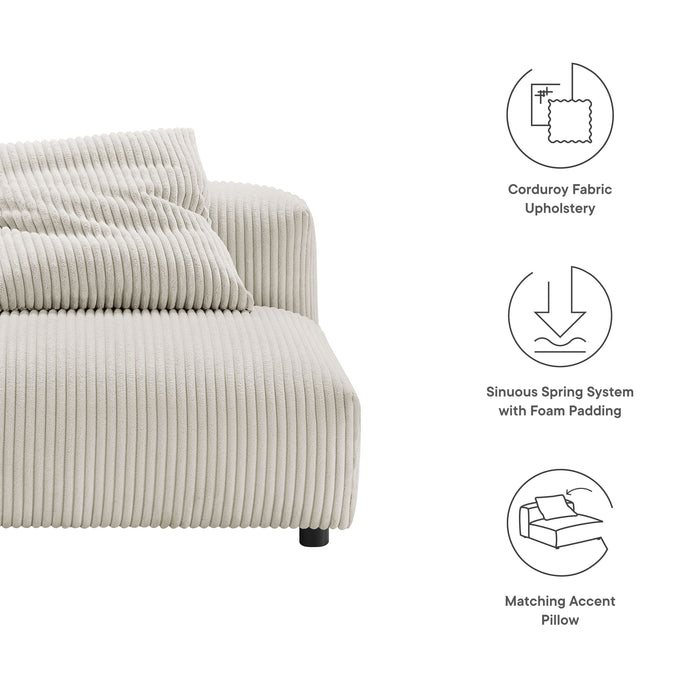 Solace  Modular Corduroy Upholstered Armless Chair - detail close-up