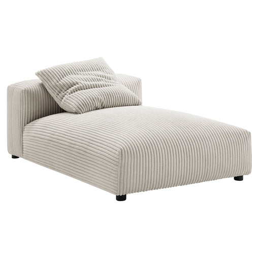 Modway Solace Modular Corduroy Upholstered Armless Chaise Lounge Living Room Furniture in Brown