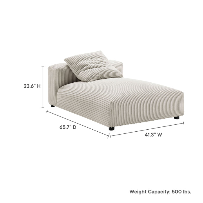 Modway Solace Modular Corduroy Upholstered Armless Chaise Lounge Living Room Furniture in Brown - Detail View