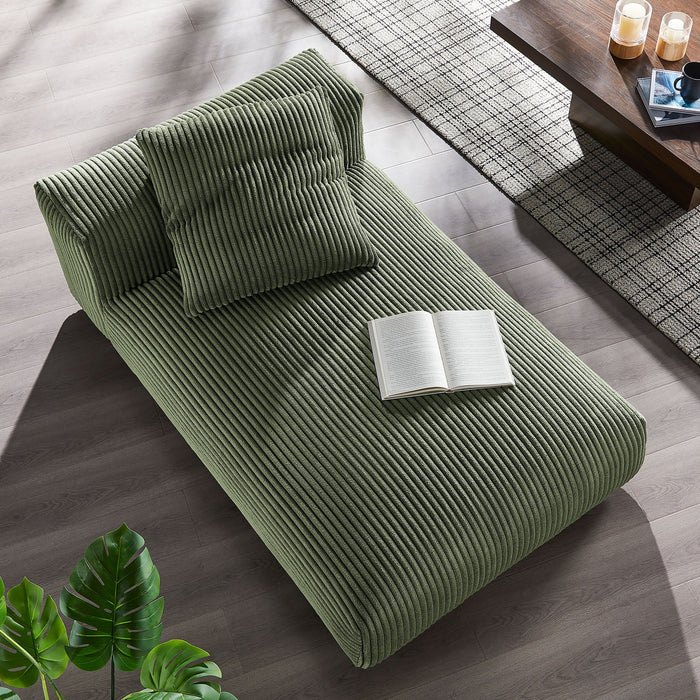 Modway Solace Modular Corduroy Upholstered Armless Chaise Lounge Living Room Furniture - View 9