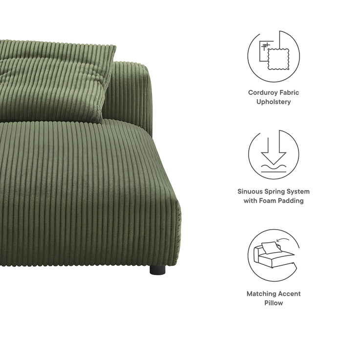 Modway Solace Modular Corduroy Upholstered Armless Chaise Lounge Living Room Furniture - View 10