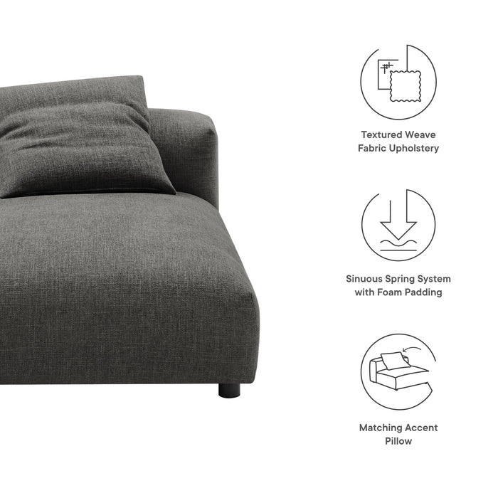 Modway Solace Modular Upholstered Fabric Armless Chaise Lounge Living Room Furniture in Brown - Side View