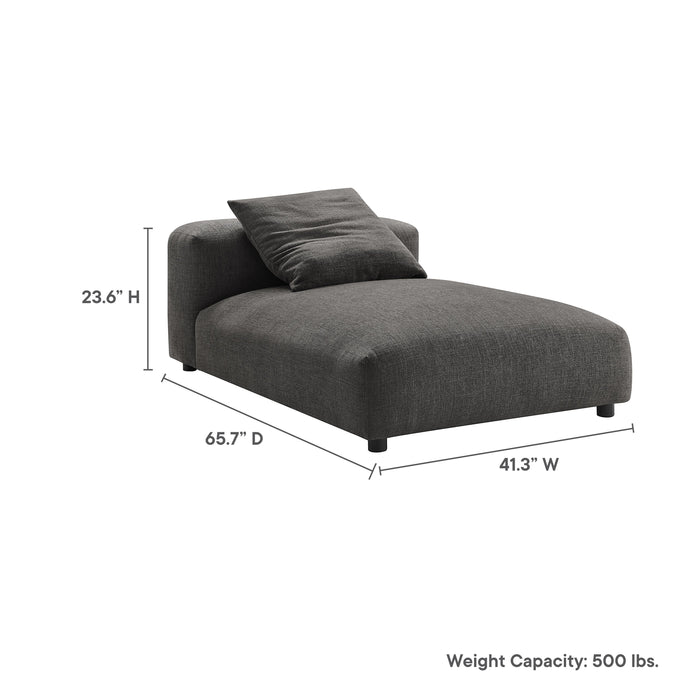 Modway Solace Modular Upholstered Fabric Armless Chaise Lounge Living Room Furniture in Brown - Detail View
