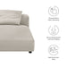 Modway Solace Modular Upholstered Fabric Armless Chaise Lounge Living Room Furniture - View 18