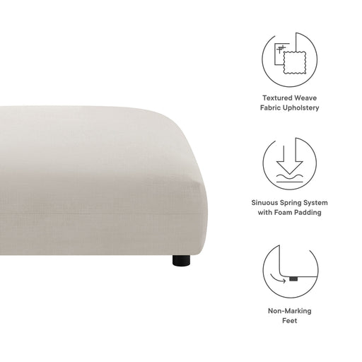 Modway Solace Modular Upholstered Fabric Ottoman Living Room Furniture in Gray - Side View