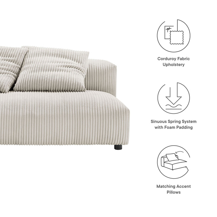 Solace Modular Corduroy Loveseat - control panel detail