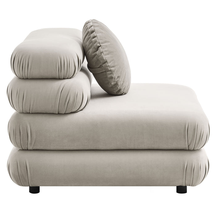 Jubilee 3-Piece Modular Performance Velvet Sectional Sofa Almond