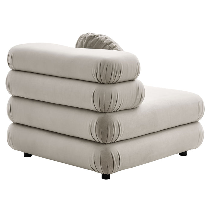 Jubilee Modular Performance Velvet Armless Chair Almond