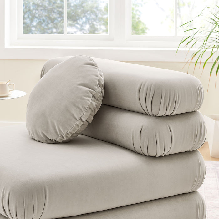 Jubilee Modular Performance Velvet Armless Chair Almond