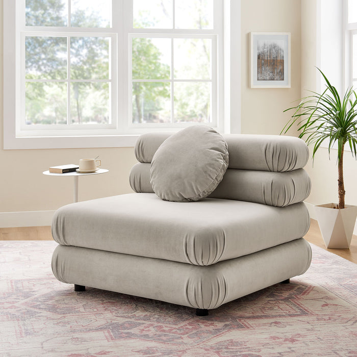 Jubilee Modular Performance Velvet Armless Chair Almond