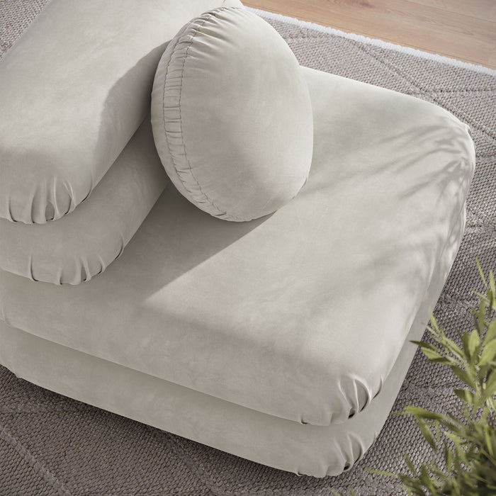 Jubilee Modular Performance Velvet Armless Chair Almond