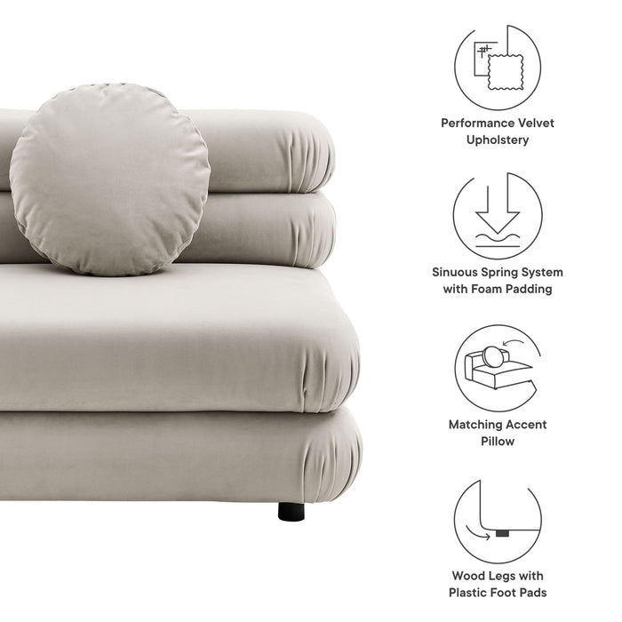 Jubilee Modular Performance Velvet Armless Chair Almond