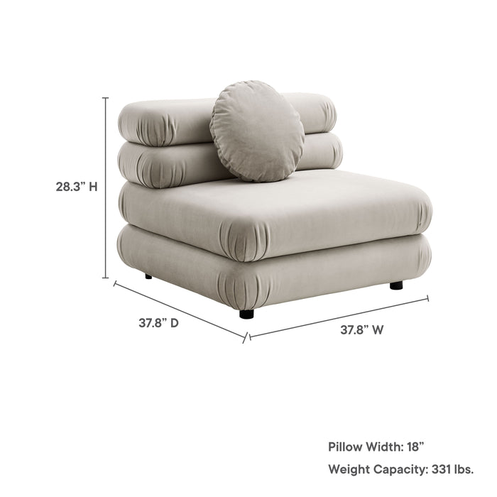 Jubilee Modular Performance Velvet Armless Chair Almond