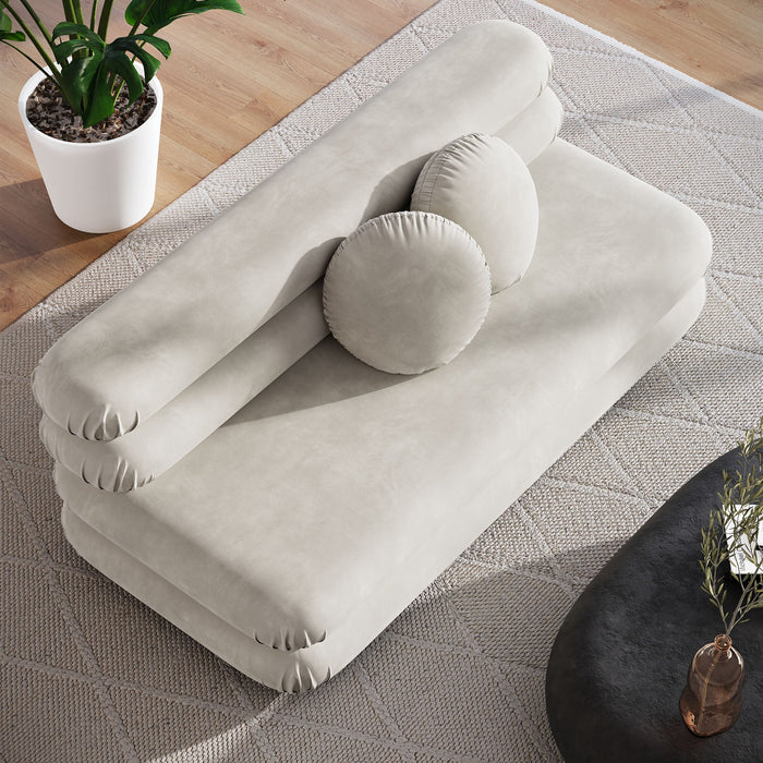 Jubilee Modular Performance Velvet Armless Loveseat Almond