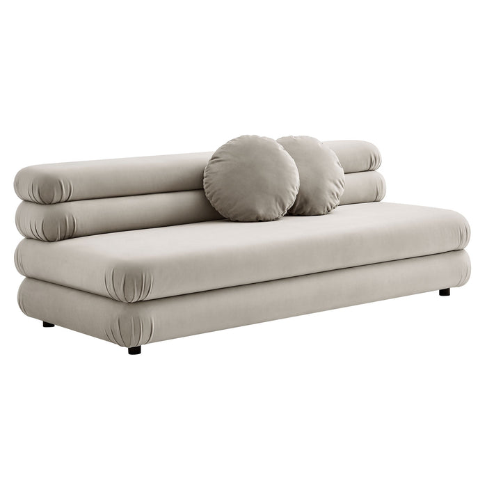 Jubilee Modular Performance Velvet Armless Loveseat Almond