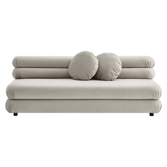 Jubilee Modular Performance Velvet Armless Loveseat Almond