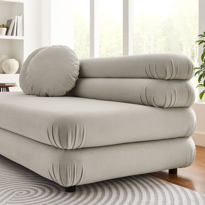 Jubilee Modular Performance Velvet Armless Loveseat Almond