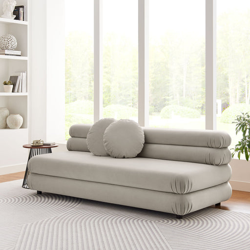 Jubilee Modular Performance Velvet Armless Loveseat Almond