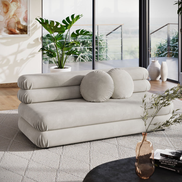 Jubilee Modular Performance Velvet Armless Loveseat Almond