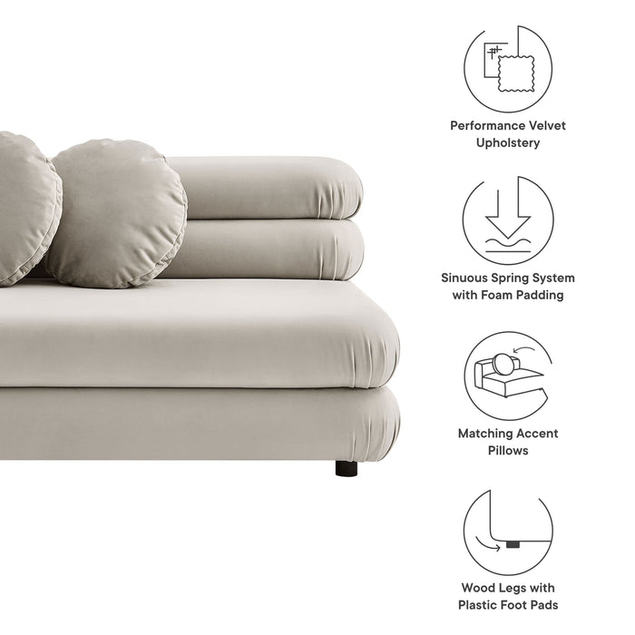 Jubilee Modular Performance Velvet Armless Loveseat Almond
